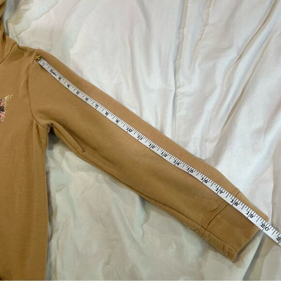 BTween Gold Sequin Butterfly Hoodie with Ruffles Kangaroo Pocket size 12 Tan - Picture 7 of 10